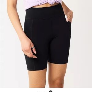 Black biker shorts with pockets